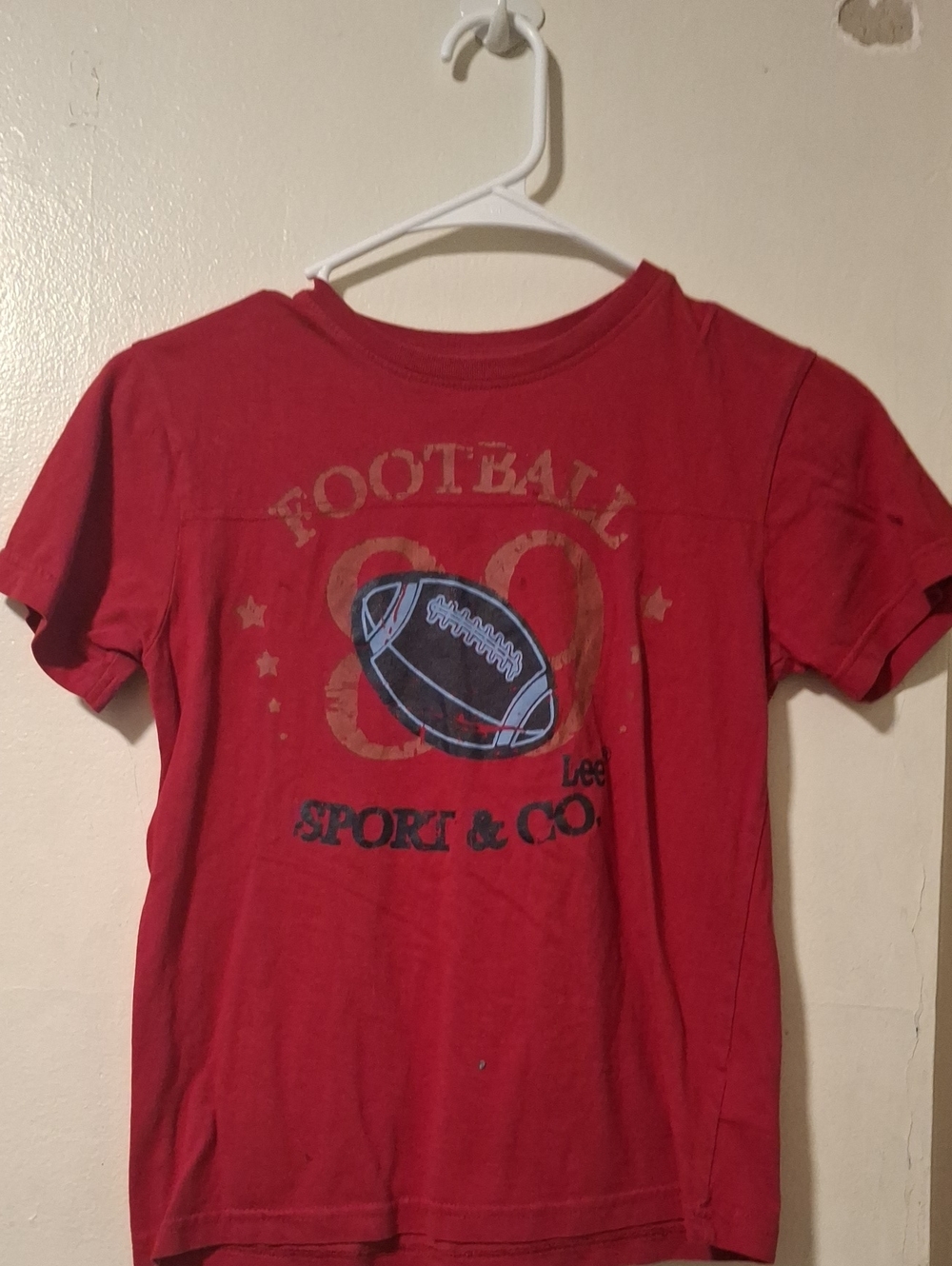 Lee Red Kids' Football Graphic Tee with Navy Detail